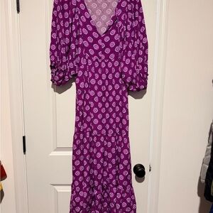 Amazon Purple Floral Maxi Dress with V-Neck